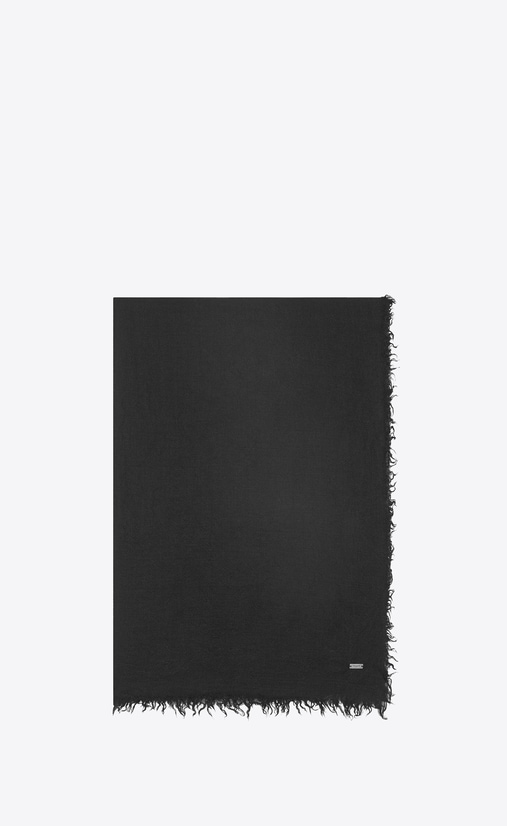 Washed Pashmina stole in black cashmere and silk